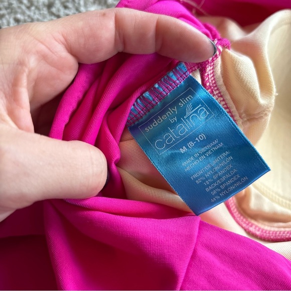 Catalina Suddenly Slim Hot Pink Slimming One Piece Swimsuit Size Medium 8-10 - Picture 8 of 9